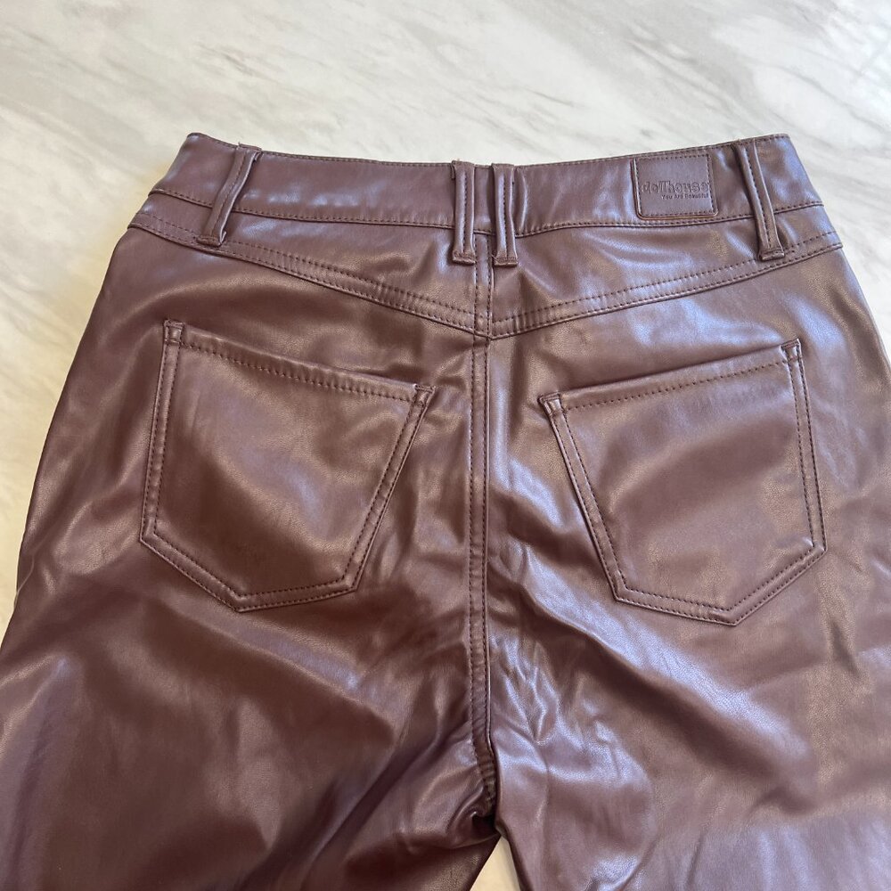 Vegan Leather Pants by Dollhouse in Chocolate Brown w/Flare Legs - Size 3/4 - Picture 7 of 12